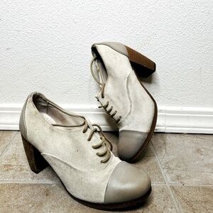 All saints shoes Frankie Suede Heel Shoe cap-toe leather Grey
